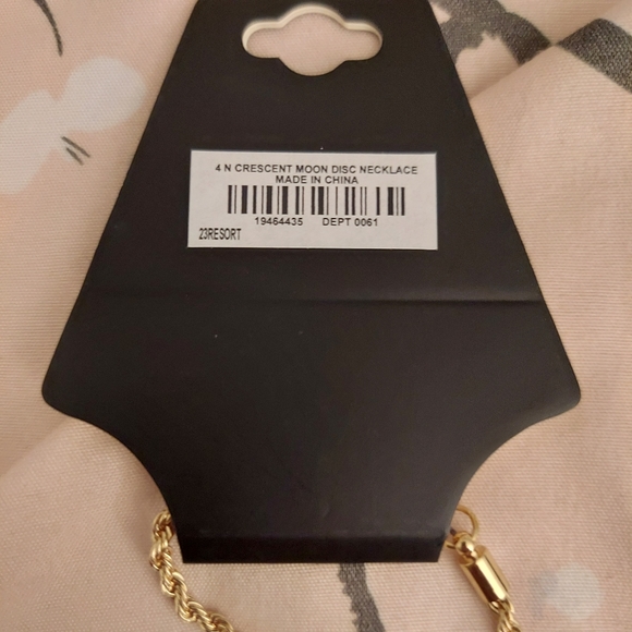 Torrid Crescent Moon Disc Goldtone Necklace-NWT - Picture 7 of 11